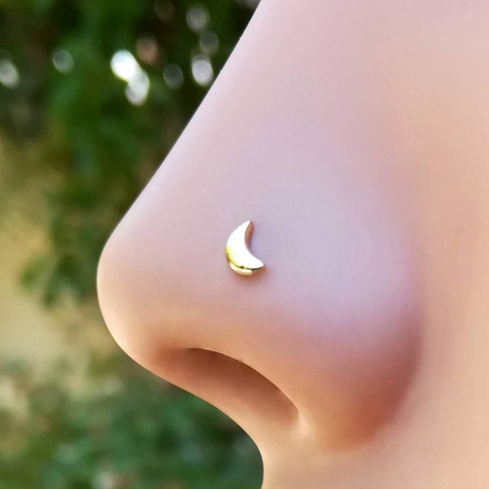 Gold Crescent Moon Nose Ring